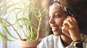 student on phone